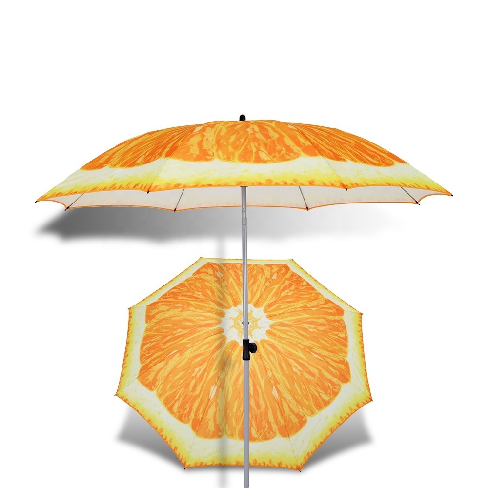 Competitive Price Custom Design Foldable Parasol Umbrella Watermelon Design Potable Beach Umbrella