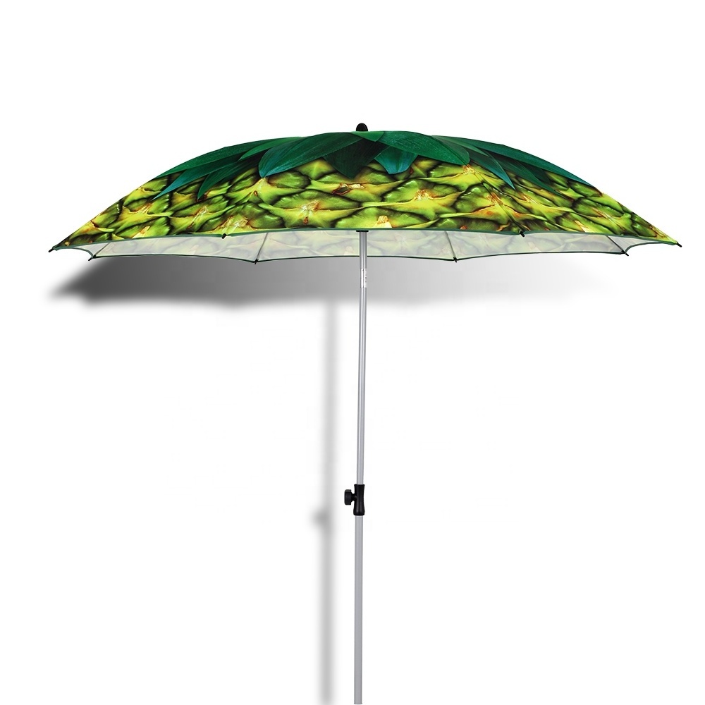 OEM Printed Wholesale Plant Design Parasol Umbrella Water-proof Potable Beach Umbrella With Tilt