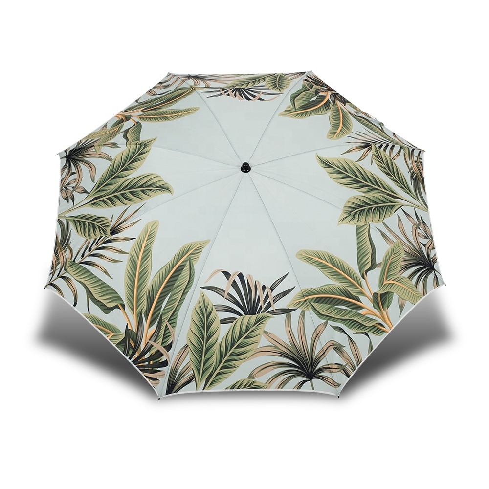 OEM Printed Wholesale Plant Design Parasol Umbrella Water-proof Potable Beach Umbrella With Tilt