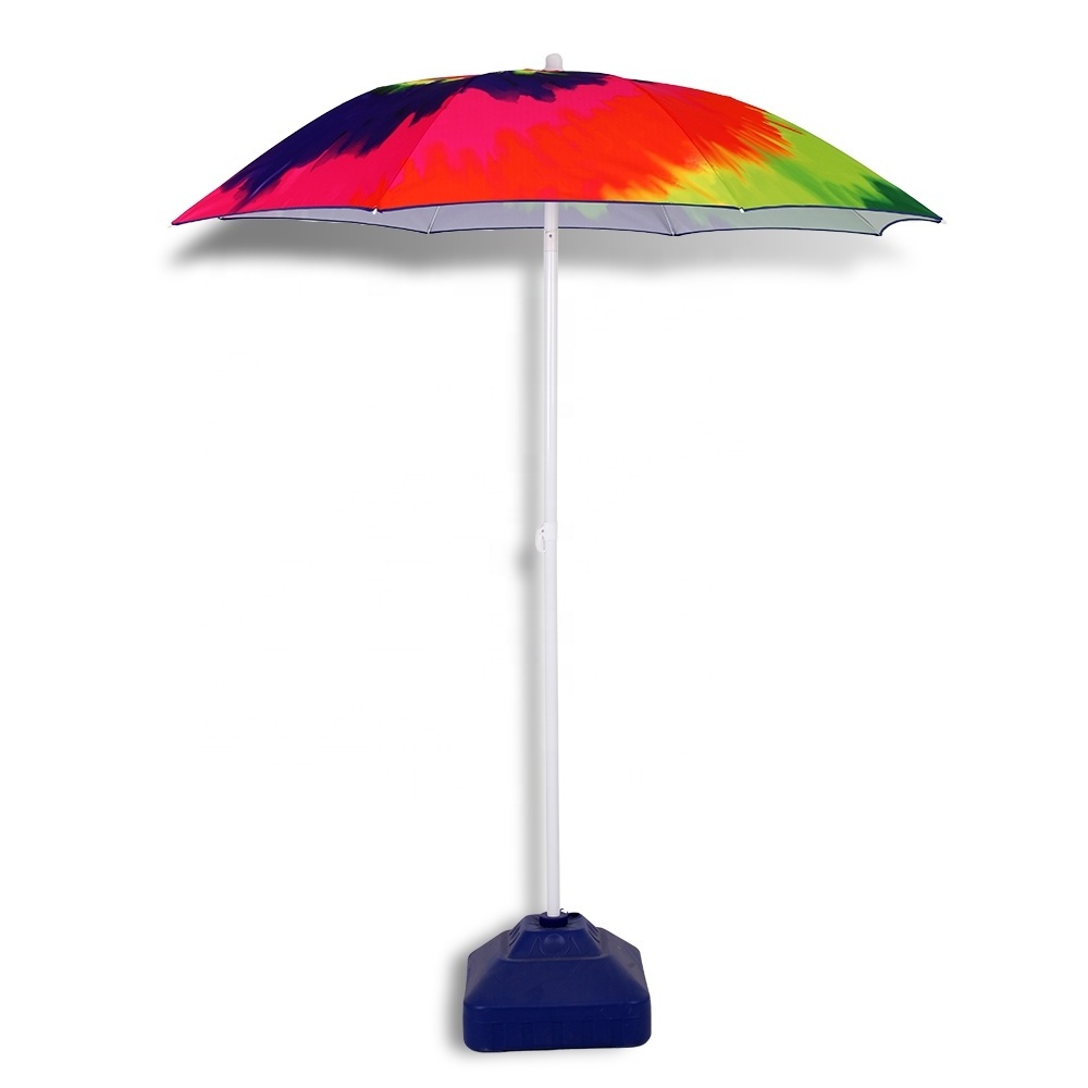 Custom Design Beach Umbrella Outdoor Parasol Umbrella Potable Tie-dye Rainbow Beach Umbrella