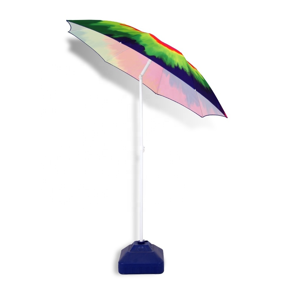 Potable Tie-dye Rainbow Design Beach Umbrella Anti-UV  Parasol Umbrella Outdoor Beach Umbrella