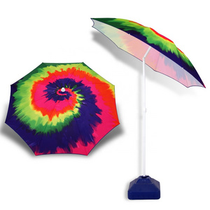 Potable Tie-dye Rainbow Design Beach Umbrella Anti-UV  Parasol Umbrella Outdoor Beach Umbrella