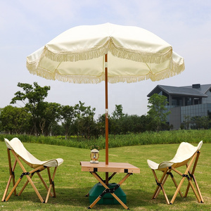 Uplion Outdoor decoration luxurious solid beach umbrella with tassels and high quality macrame design