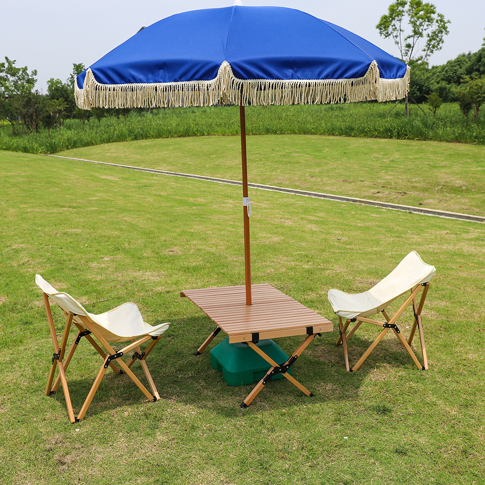 Uplion Outdoor decoration luxurious solid beach umbrella with tassels and 2m diameter providing shade and style