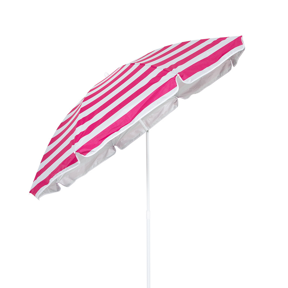 Open Diameter 180cm 170T Polyester With silver coating  Beach Umbrella Cheap Umbrella Pink stripe