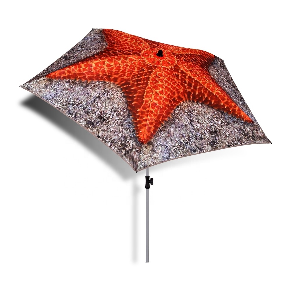 Custom Design Parasol Beach Umbrella Red Starfish Sun Umbrella Anti-UV Beach Umbrella  With Tilt