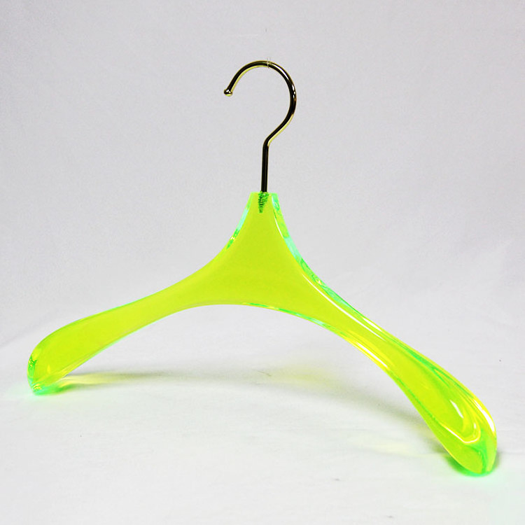 Factory Price Clear Acrylic Clothes and pant Hangers with Gold hook and golden pants rack