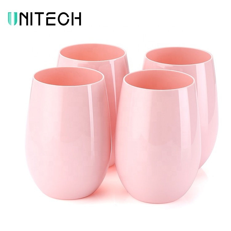 Unbreakable Elegant Stemless Plastic Wine Glasses Shatterproof Tritan Cups for Indoor and Outdoor Use