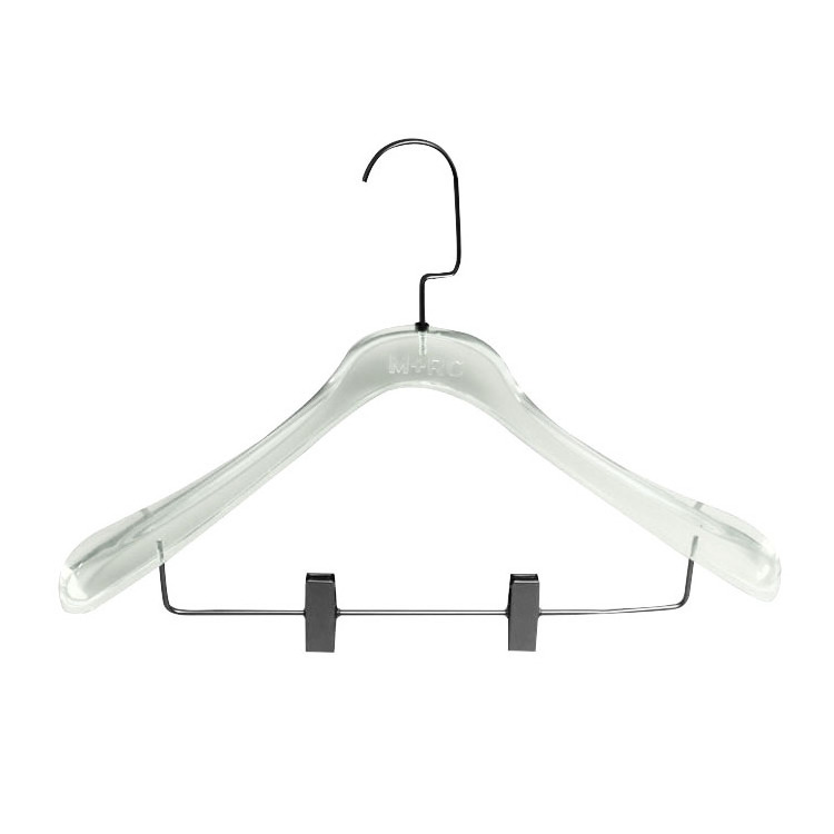 Free Sample Cheap Customized Logo Engraved Print Acrylic Lucite Hanger For Clothes Display Rack Aufhnger aus Acrylic