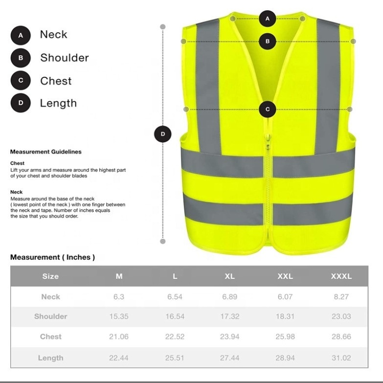 Reflective Safety Vest Yellow with Strips Work Construction Traffic & Warehouse