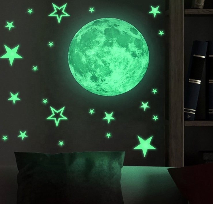 Glow in  Dark Stickers - Night Sky - Large Moon & Stars Pack