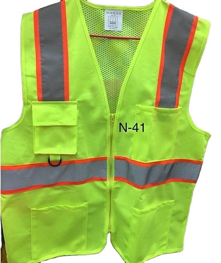 OEM custom multi pocket work vest mesh for men Hi-Vis Neon Yellow Safety Waistcoat Reflective Vest Fluorescent Safety Vests