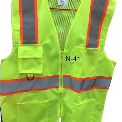 OEM custom multi pocket work vest mesh for men Hi-Vis Neon Yellow Safety Waistcoat Reflective Vest Fluorescent Safety Vests