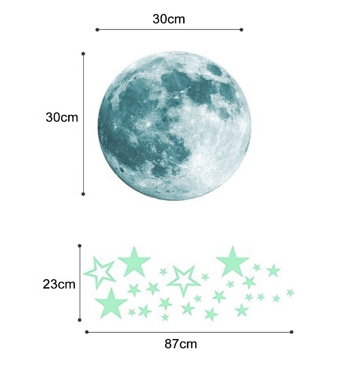 Glow in  Dark Stickers - Night Sky - Large Moon & Stars Pack