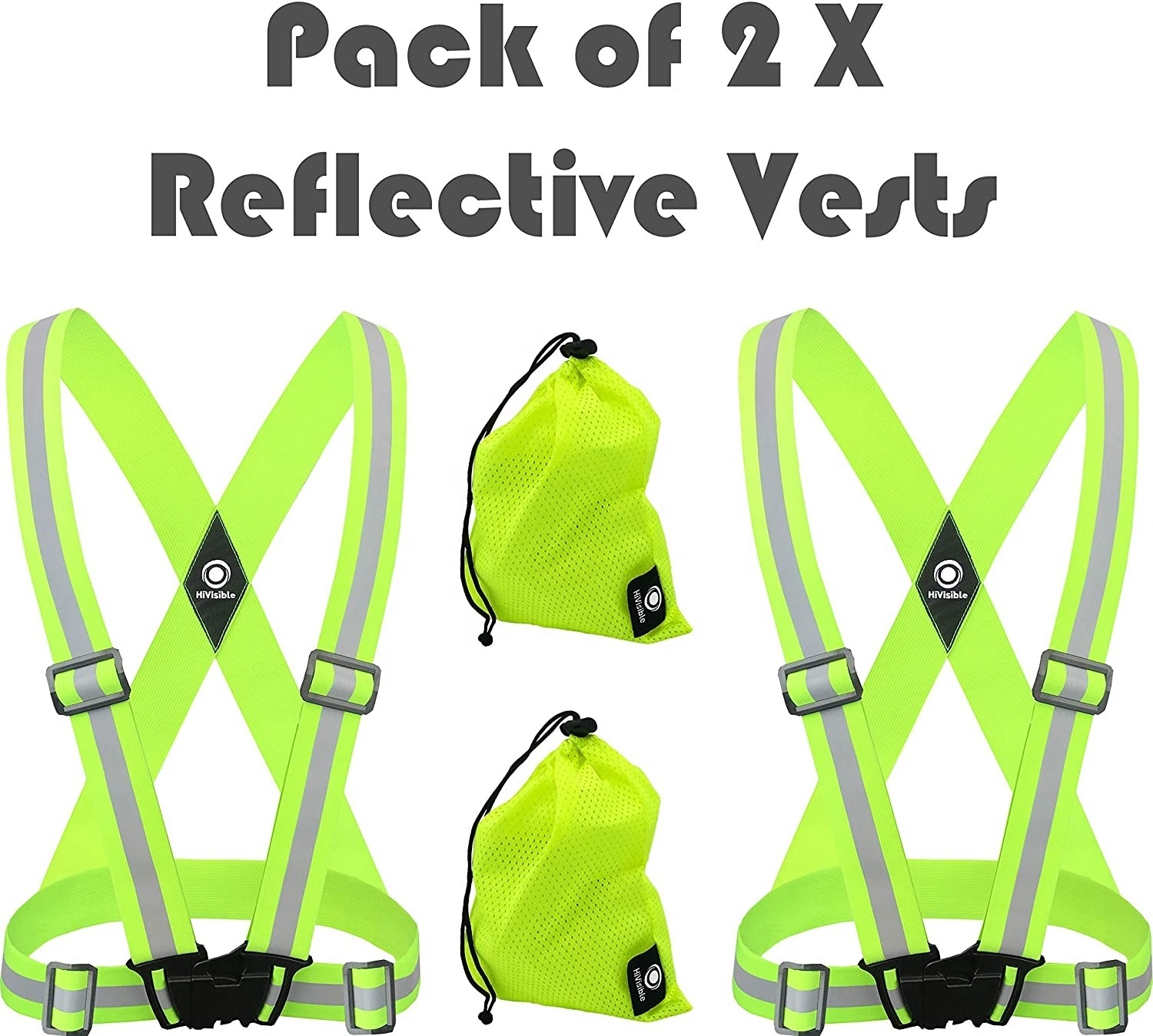 Green Adjustable Safety Security High Visibility Reflective Vest Night Running