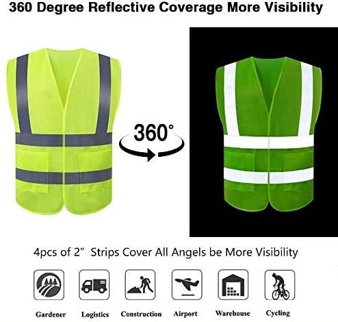 Hi Viz  Safetyt Vest with Reflective Tapes Hi Vis Vest Yellow Orange High Viz Visibility Waistcoat Safety Work Reflective