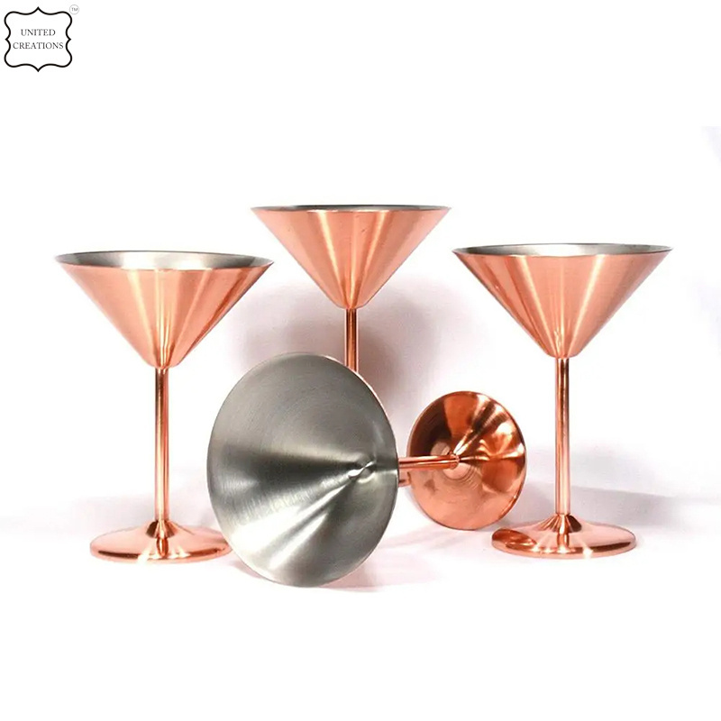 Wholesale Stainless Steel Copper Plated Wine Glasses Metal Stainless Steel Red Wine Cup Glass