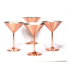 Wholesale Stainless Steel Copper Plated Wine Glasses Metal Stainless Steel Red Wine Cup Glass