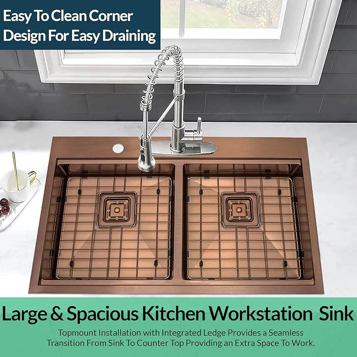 The Best Farm House Copper Sink Handmade Farmhouse Gold Kitchen Sink With Quality Assurance