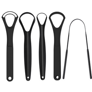 Hot Selling Multiple Styles Copper Tongue Cleaner Custom Logo Tongue Scraper Black Stainless Steel Professional Tongue Scraper