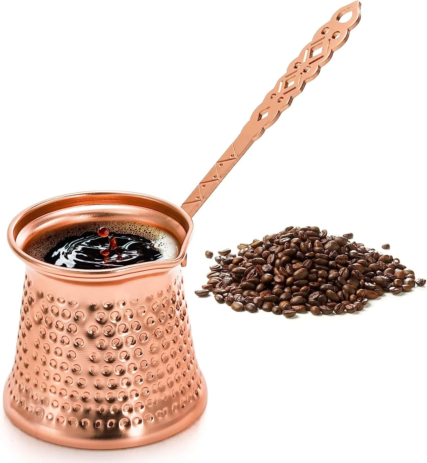 Turkish Copper Coffee 2023 Best quality Pot 12Oz Greek Arabic Coffee Maker Hammered Milk Warmer