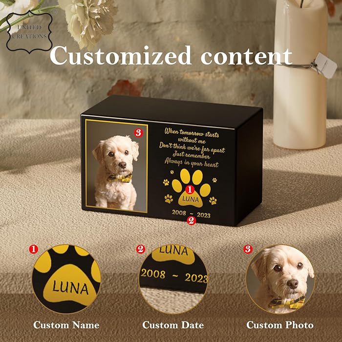 Funeral Memorial Gifts Wholesale Pet Urns Custom Wooden Urn for Dogs Cat Paw Ashes Pet Urn Dog Wood