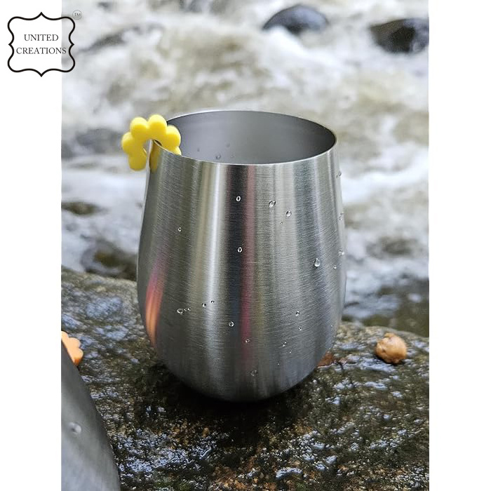 Stainless Steel Unbreakable Stemless Portable Wine Tumbler Wine Glasses Cocktail Wine Glasses Metal Goblet