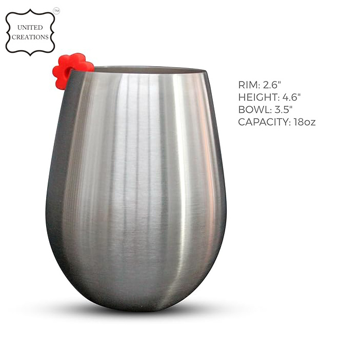 Stainless Steel Unbreakable Stemless Portable Wine Tumbler Wine Glasses Cocktail Wine Glasses Metal Goblet