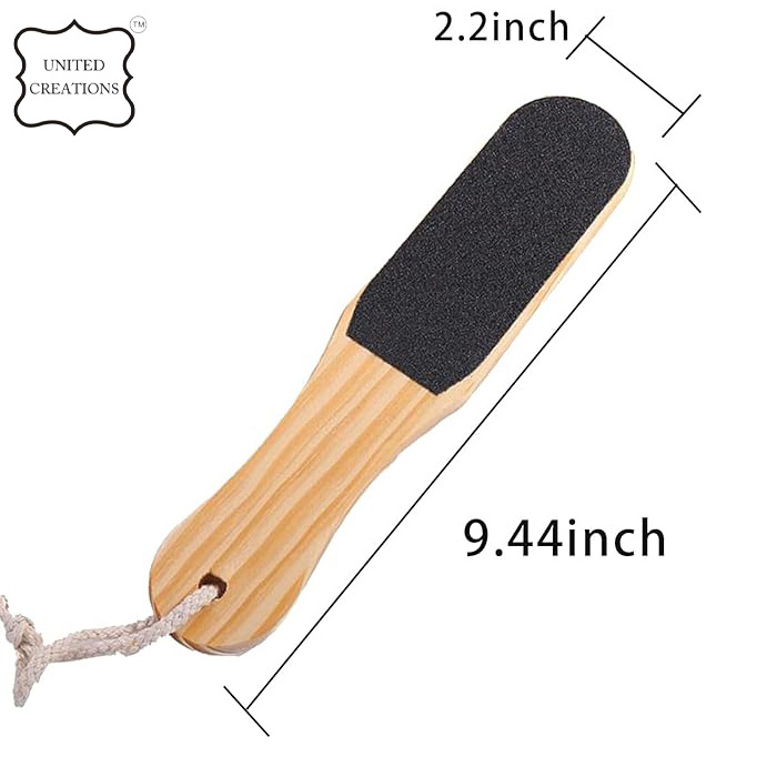 Wholesale wooden foot file double sided callus remover sandpaper pedicure foot clean scrubber tool