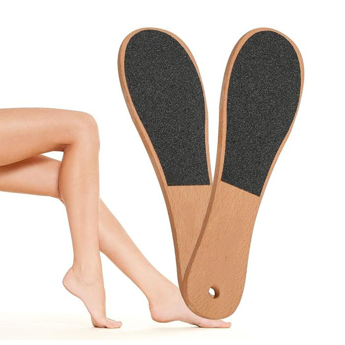 Professional Wood Double Sided Dry Wet Pedicure Tools Scrubber Filter Scraper Callus Remover Foot File