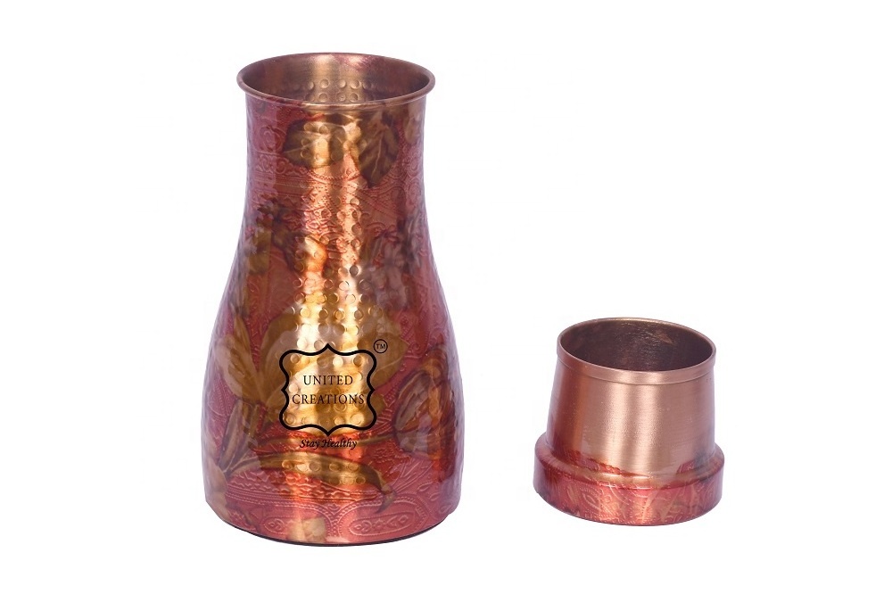 New arrive Hot Sale bedside water carafe copper carafe with lid 1000 ml outdoor sport copper water bottle