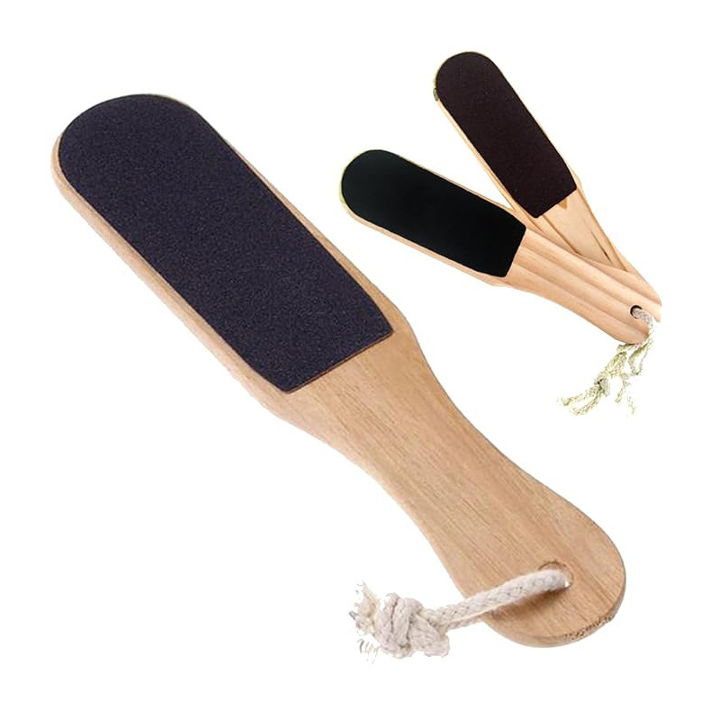 Wholesale wooden foot file double sided callus remover sandpaper pedicure foot clean scrubber tool