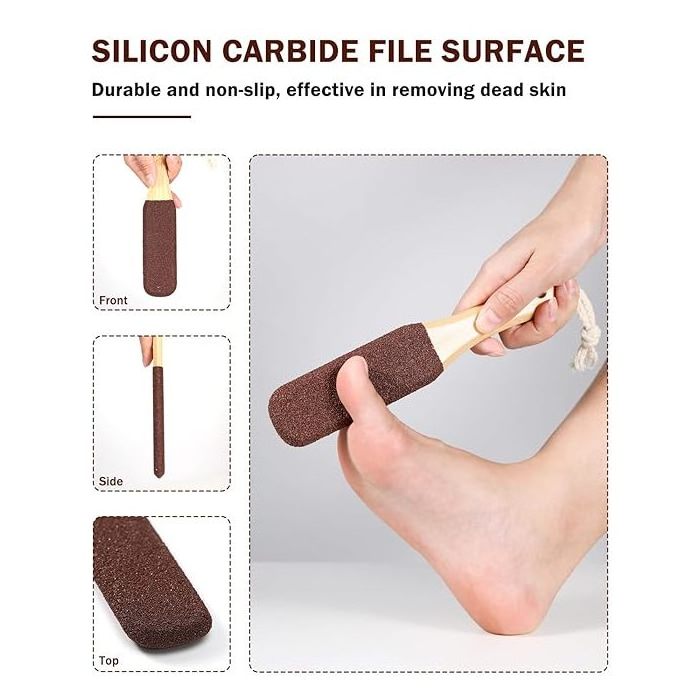 Professional Foot File Callus Remover - Wooden Pedi Foot Scrubber Filer for Dead Skin - Double Sided Foot Scraper