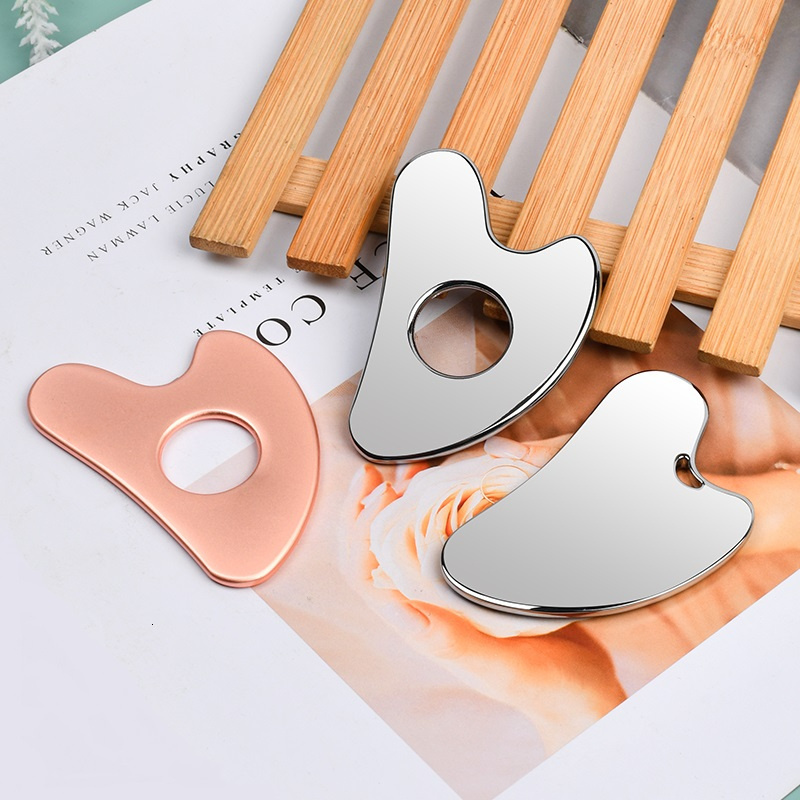 Latest Style Zinc Alloy Metal Gua Sha Facial Massager Custom Wrinkle Remove Gold Color Gua Sha Board Metal Guasha Skincare Tool