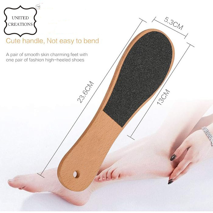 Professional Wood Double Sided Dry Wet Pedicure Tools Scrubber Filter Scraper Callus Remover Foot File