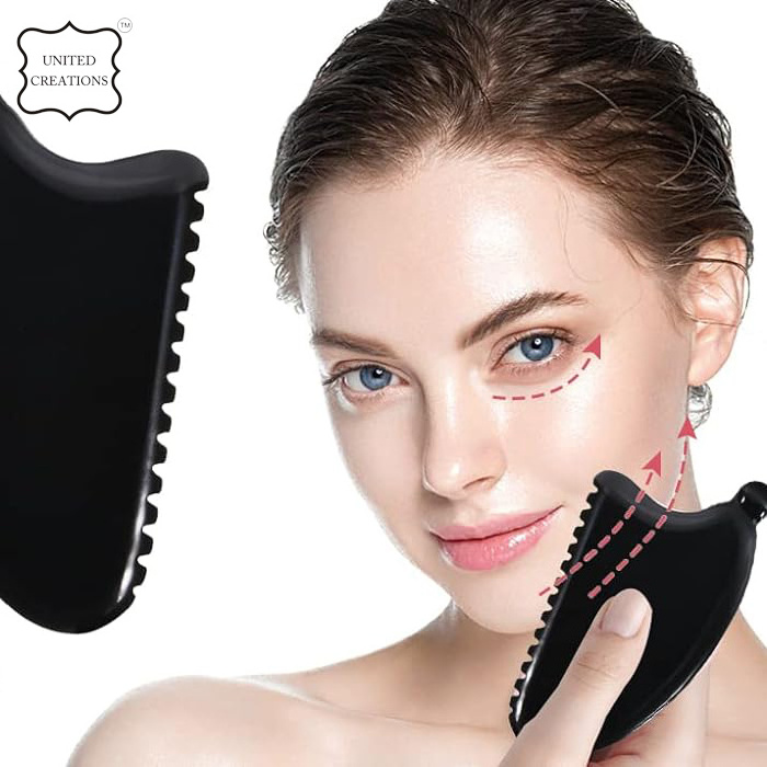 Black Gua Sha With Face Sculpting Tool Black Guasha Comb Edge For Face And Body Massage Guasha