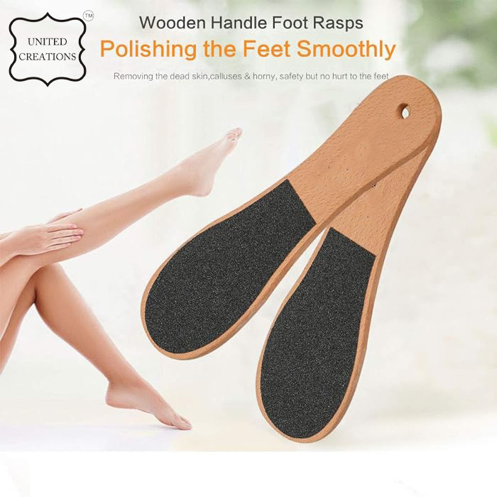 Professional Wood Double Sided Dry Wet Pedicure Tools Scrubber Filter Scraper Callus Remover Foot File