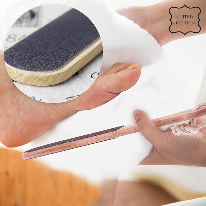 Wholesale wooden foot file double sided callus remover sandpaper pedicure foot clean scrubber tool