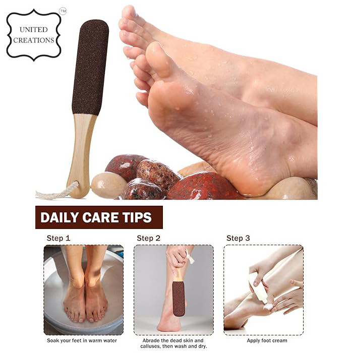 Professional Foot File Callus Remover - Wooden Pedi Foot Scrubber Filer for Dead Skin - Double Sided Foot Scraper