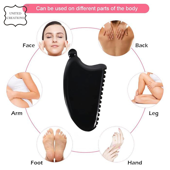 Black Gua Sha With Face Sculpting Tool Black Guasha Comb Edge For Face And Body Massage Guasha