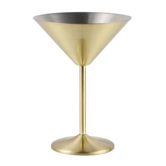 Hot Selling new design Gold Large Capacity 304 18 8  stainless steel martini glass Cocktail Glasses 240 ml for party and events