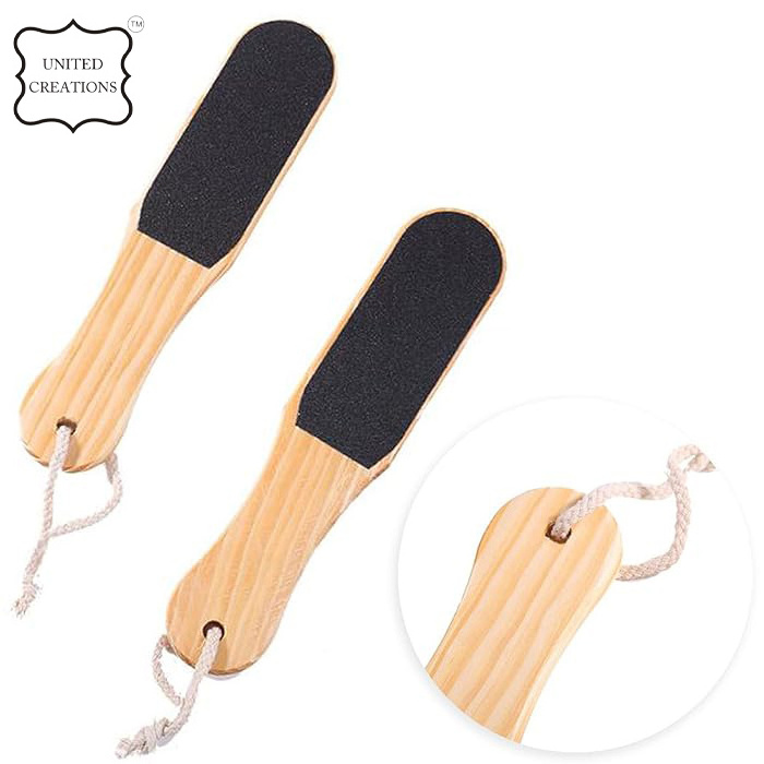 Wholesale wooden foot file double sided callus remover sandpaper pedicure foot clean scrubber tool