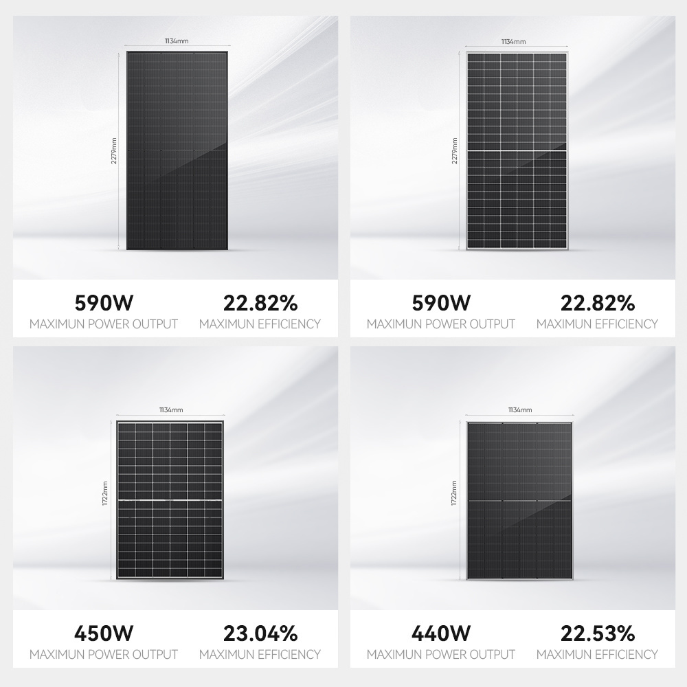 All Black Solar Panels Price 500W 550 Watt Mono Crystalline N Type Solares PV Paneles Modules For Home