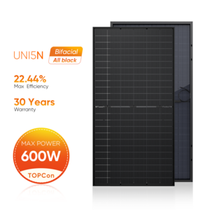 All Black Bifacial Paneles Solares Costos Solar Mono Panels De 450W 500W 550W 600W 650W 1000W Panneau Solaire Europe