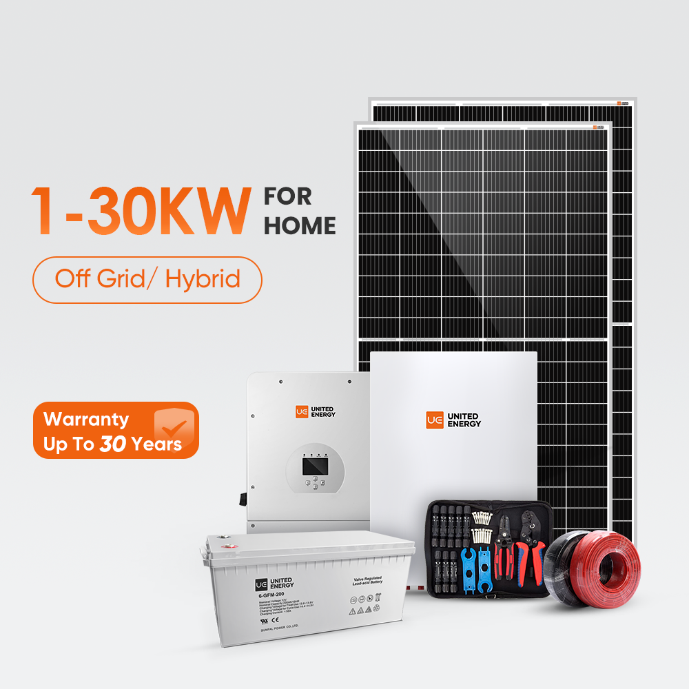 Home Use Solar Energy System Complete Kit 5Kw 10Kw 30Kw Hybrid Off Grid Solar Panels Power System with Storage Set