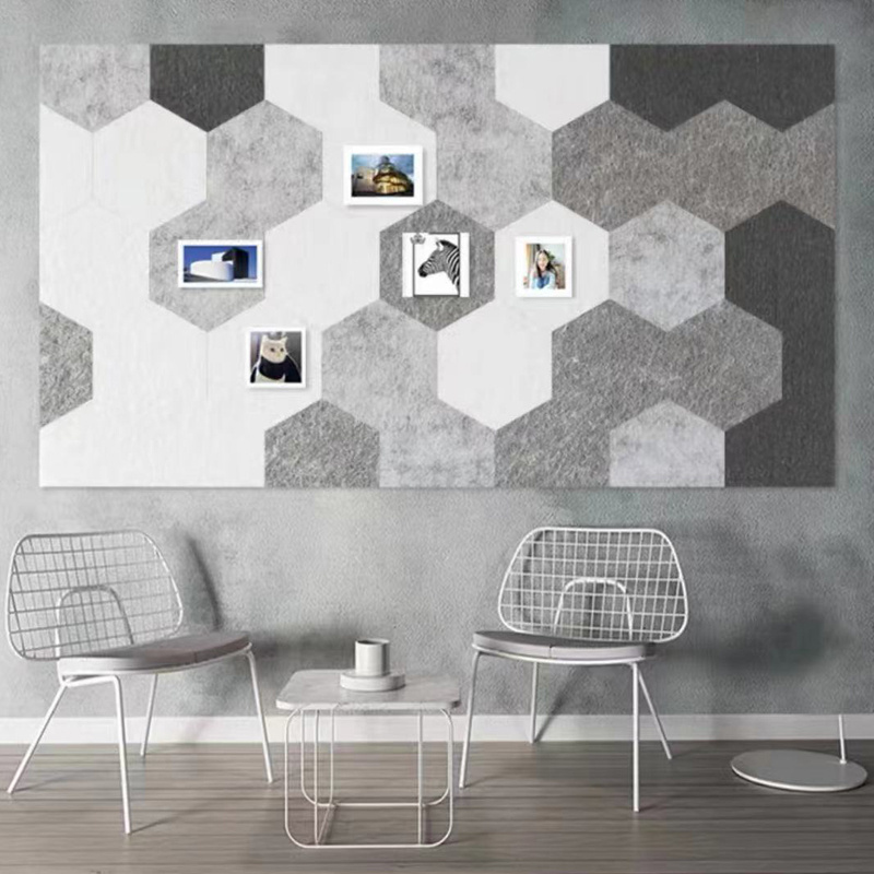 Customizable 8mm 9mm 12mm hexagon white polyester acoustic foam panels with wood look