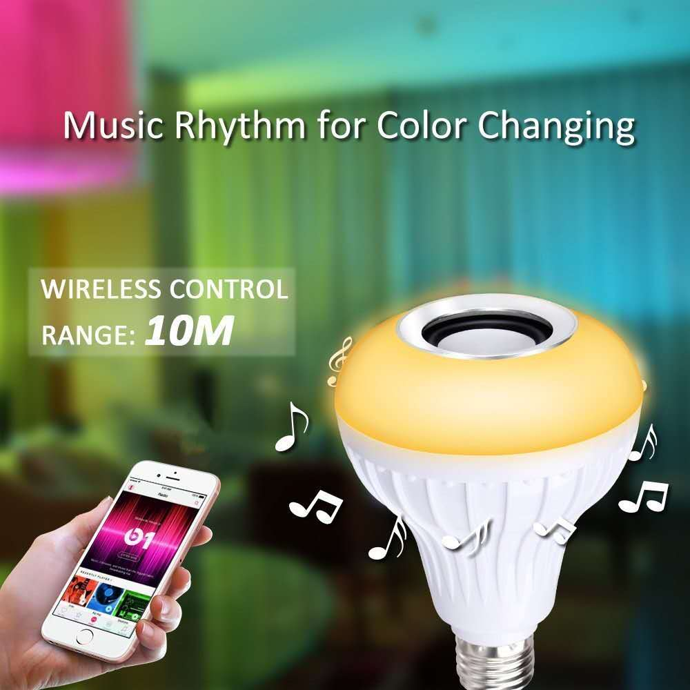 Wireless Blue tooth smart Music Bulb E27 Remote Control 12W LED Bulb Speaker