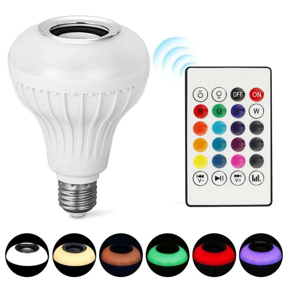 Wireless Blue tooth smart Music Bulb E27 Remote Control 12W LED Bulb Speaker