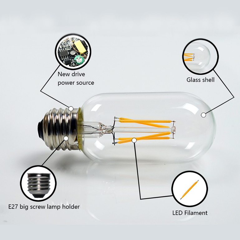 2200K Clear E26 E27 T45 4W vintage edison bulb lamps Dimmable led filament bulb