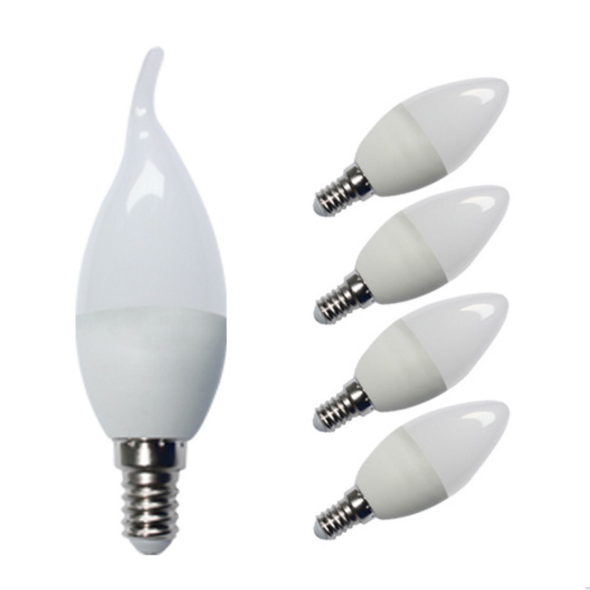 CE ROHS approved Best Brightness 3W 4W 5W 6W  Aluminum housing Plastic E14 c37 led candle light bulb